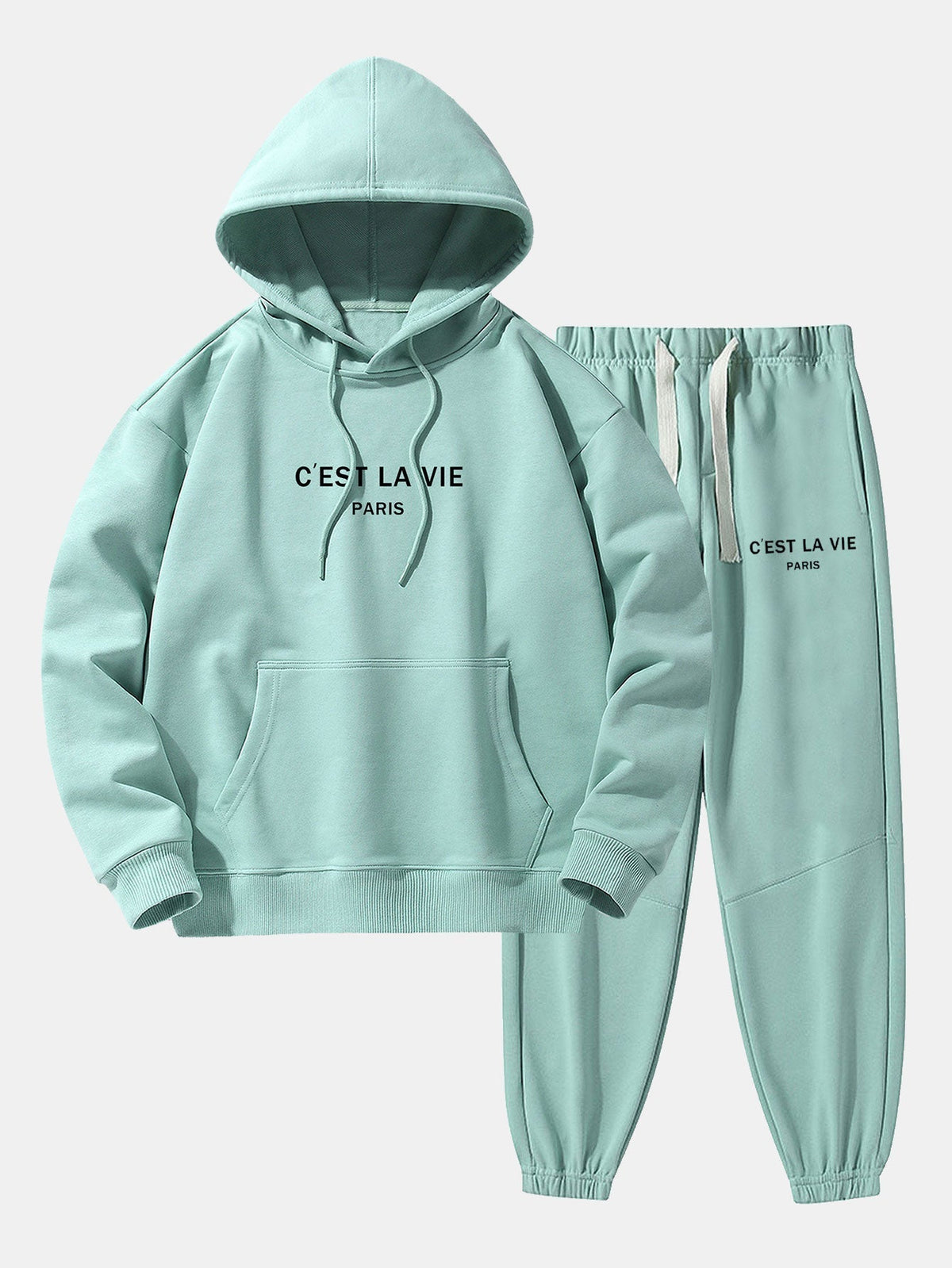 Paris Print Cotton Blend Hoodie & Jogger Pants