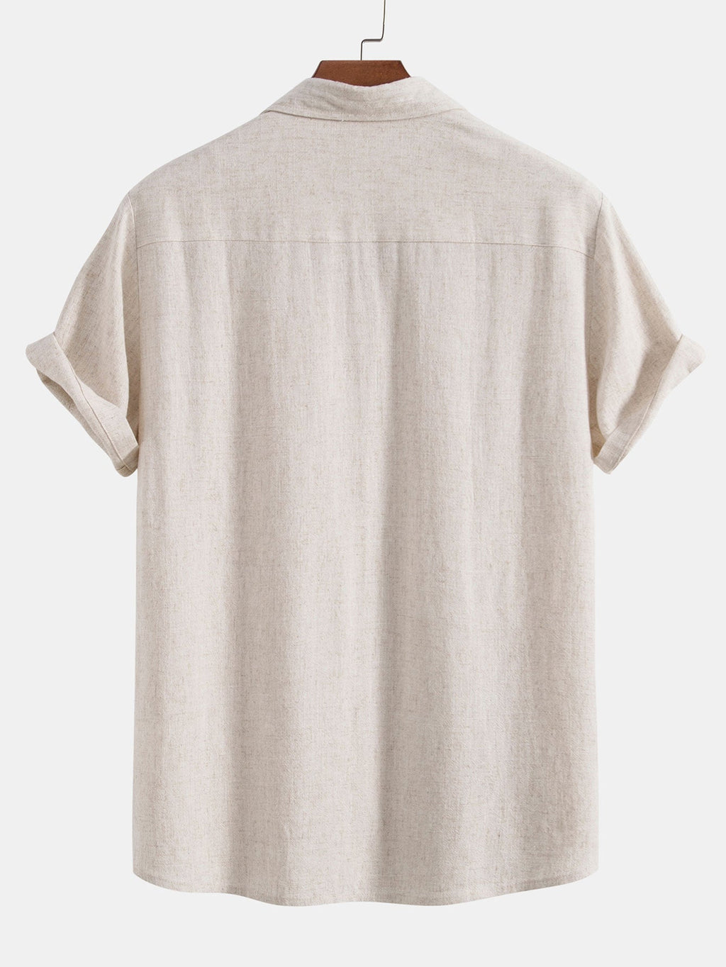 Linen Rayon Blend Button Up Shirt & Crinkled Textured Drawstring Shorts