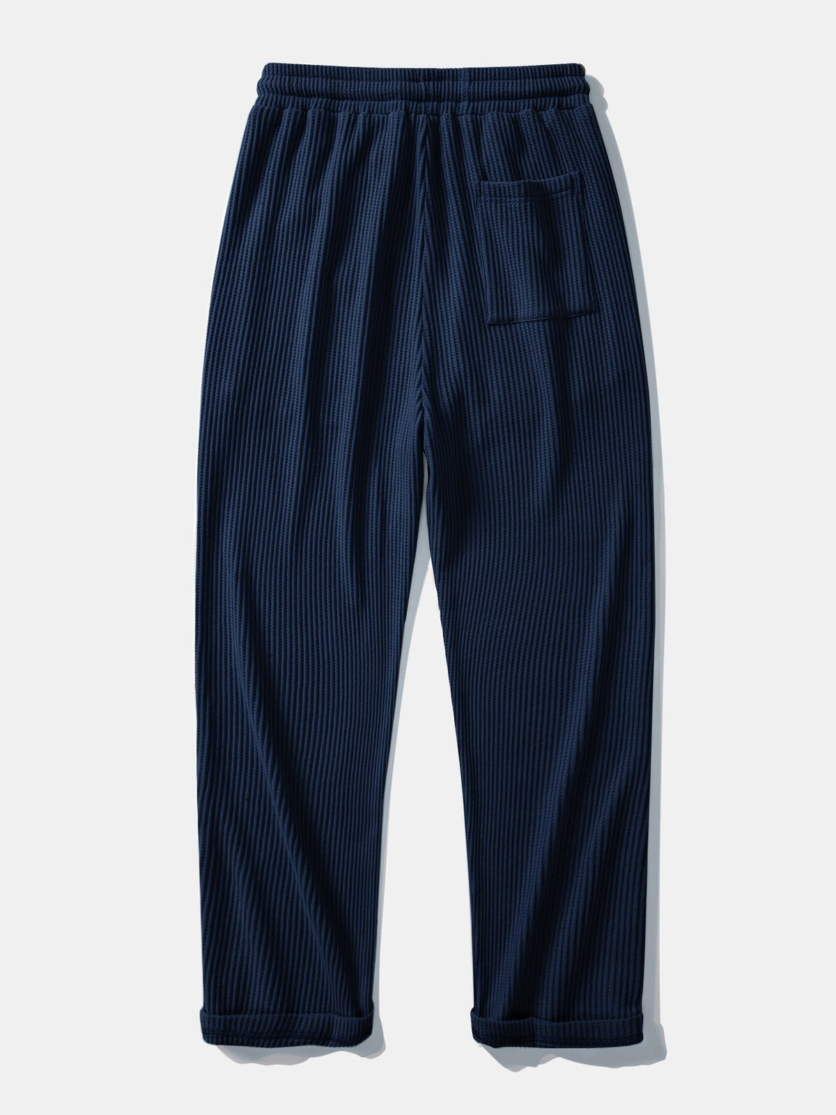 Long Sleeve Waffle Mock Neck T-Shirt & Drawstring Knitted Waffle Pants