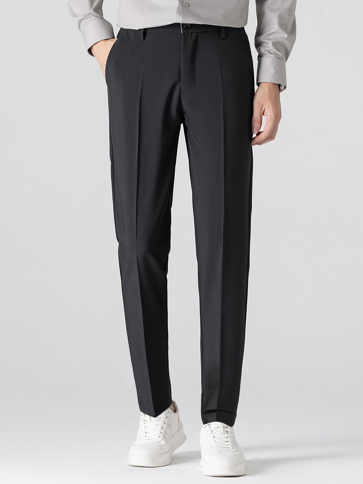Wave Jacquard Knit V Neck Polo Shirt & Slim Fit Tapered Trousers