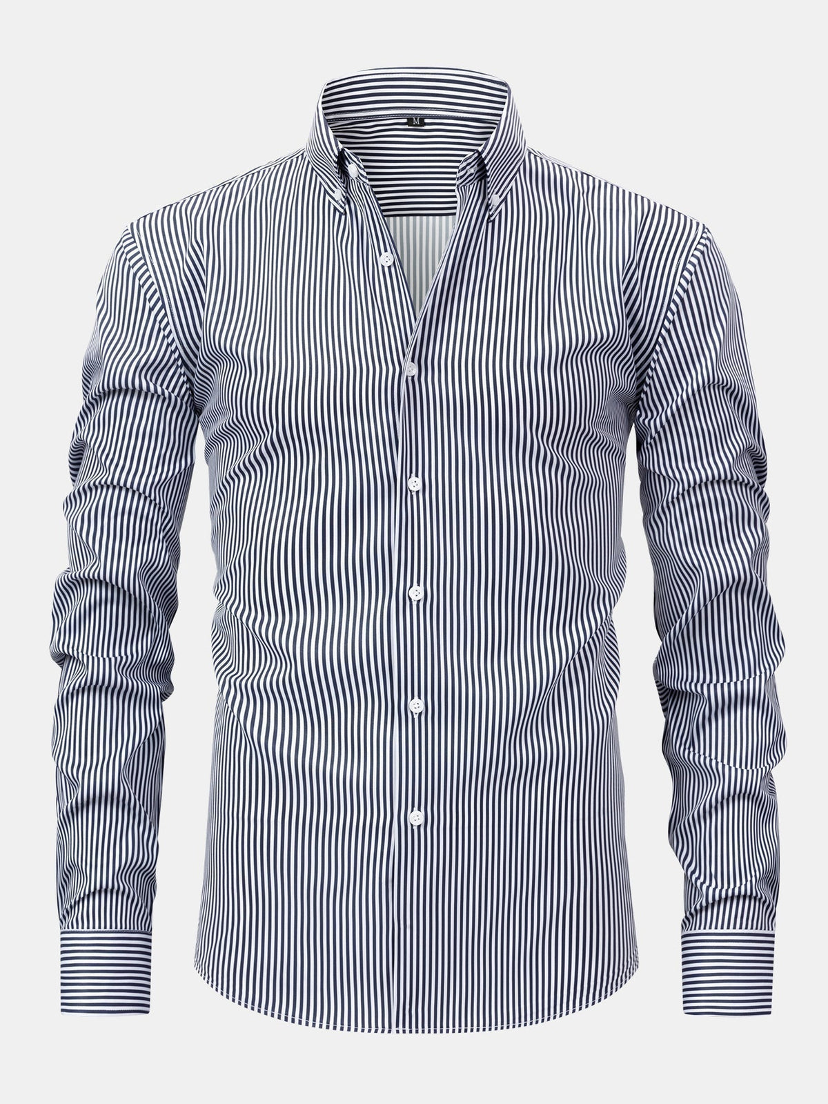 Long Sleeve Stripe Button Up Shirt & Slim Fit Tapered Trousers
