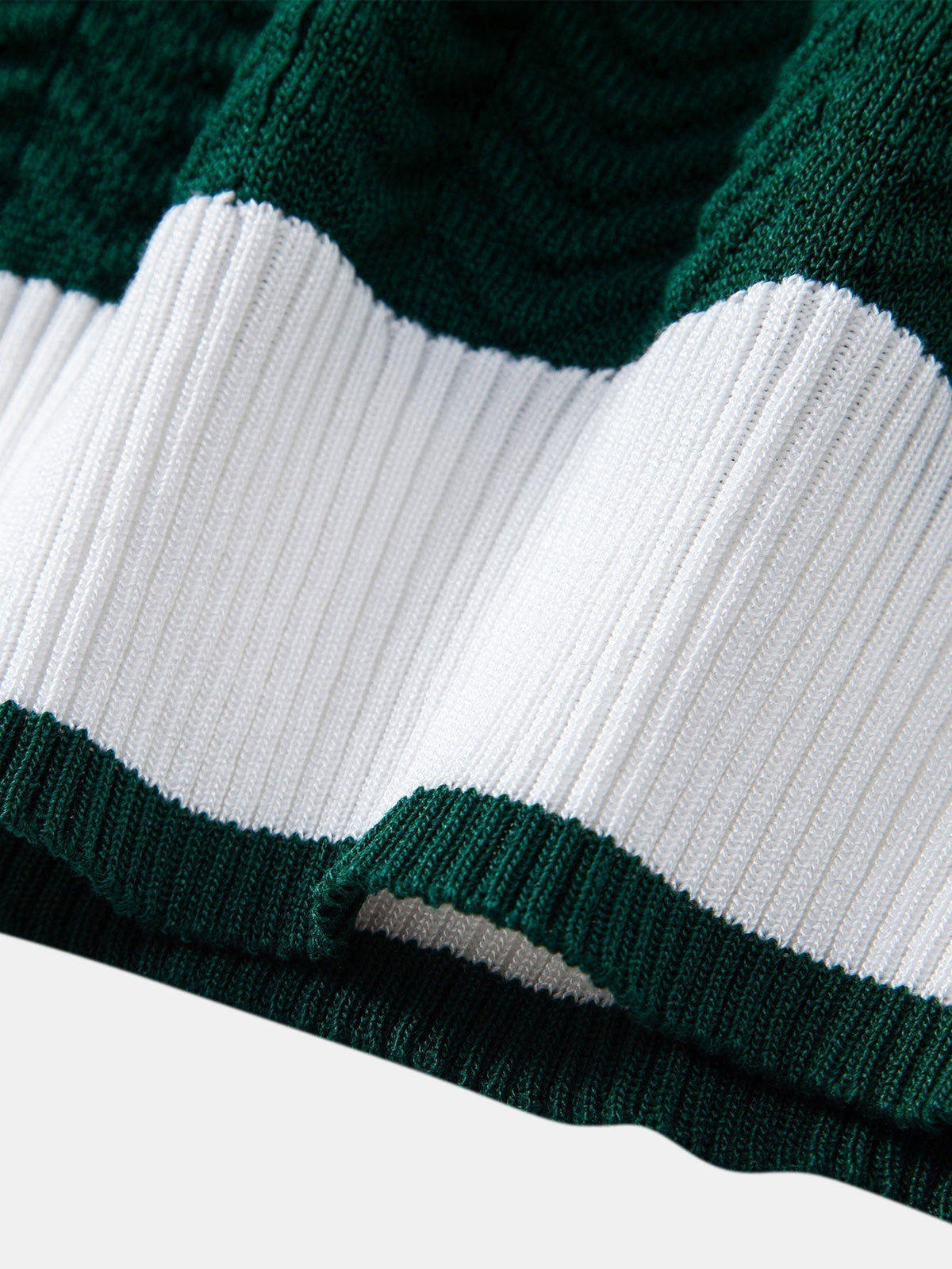 Texture Contrast Knitted V Neck Polo Shirt & Straight Leg Ribbed Pants