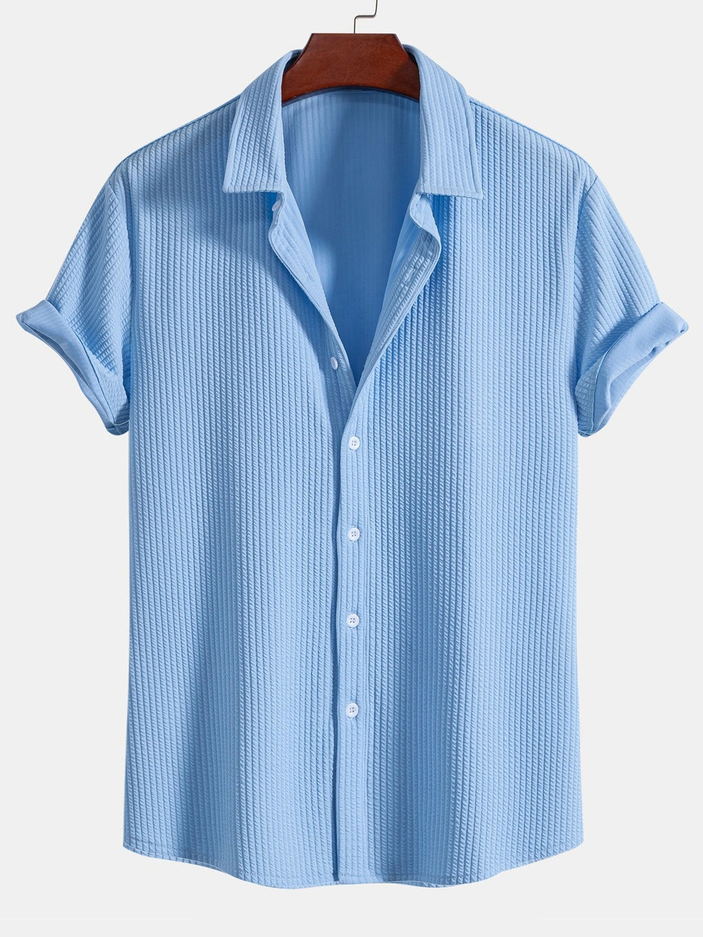 Muscle Fit Ribbed Button Up Shirt & Straight Leg Ribbed Pants